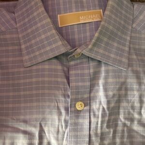 Michael Kors Light Blue Plaid Men's Dress Shirt
